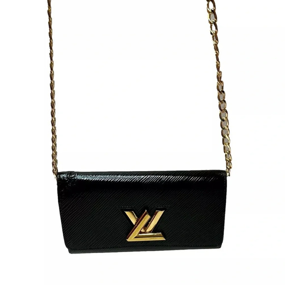 Authentic Louis Vuitton Twist Purse Epi Black Portefeuille Wallet With Box Chain - Picture 3 of 17